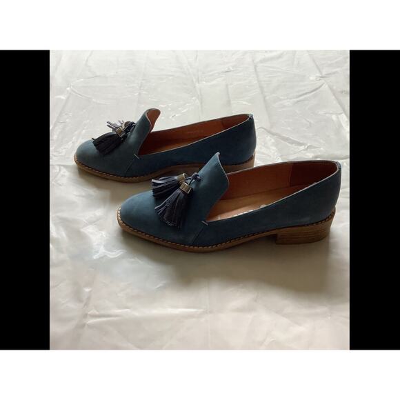 Jeffrey Campbell Lawson Blue Suede Loafers With Tassels Size 7 Shoes Womens - Picture 1 of 4